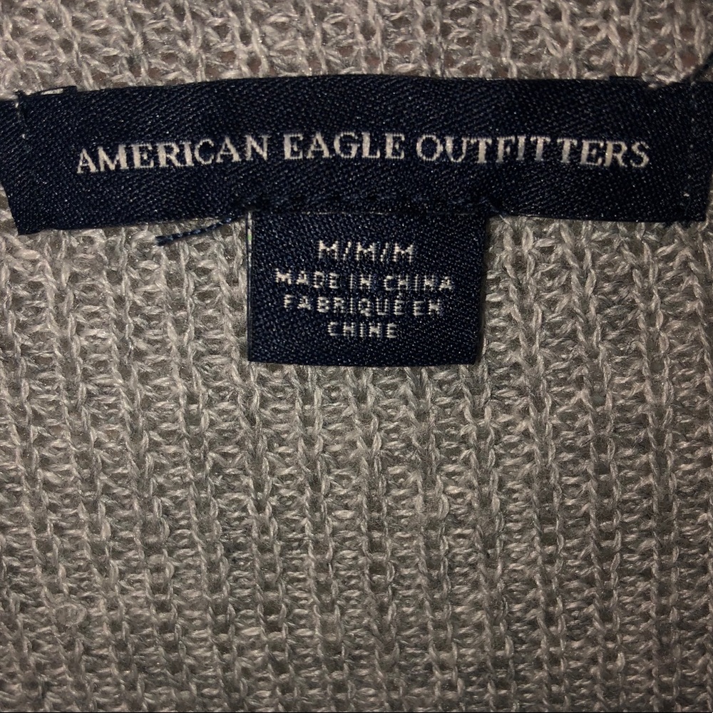 American Eagle Open Tie Sleeve Sweater - Grey - Picture 4 of 4